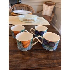 FOUR Victoria Beale, Casual, "Forbidden Fruit" Porcelain Tea/Coffee Cups#9024.
